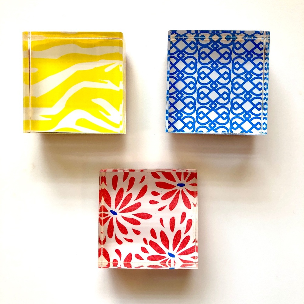 Set of 3 Graphic Flower, Zebra + Filigree Rubber Stamp Acrylic Block Mount, RARE